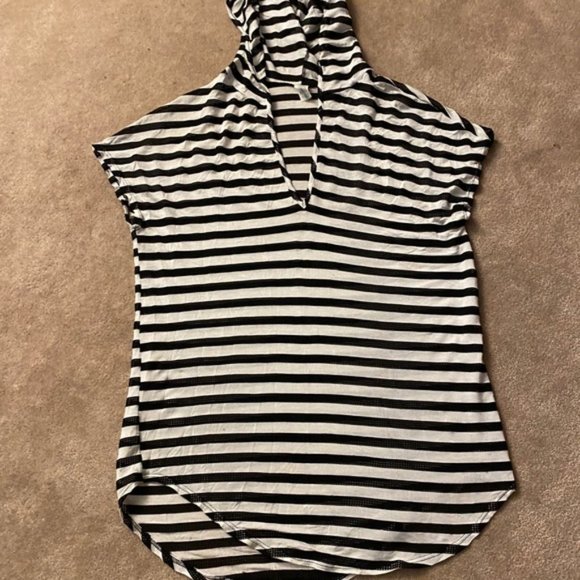Stripped Beach Coverup with Hood - Picture 1 of 3